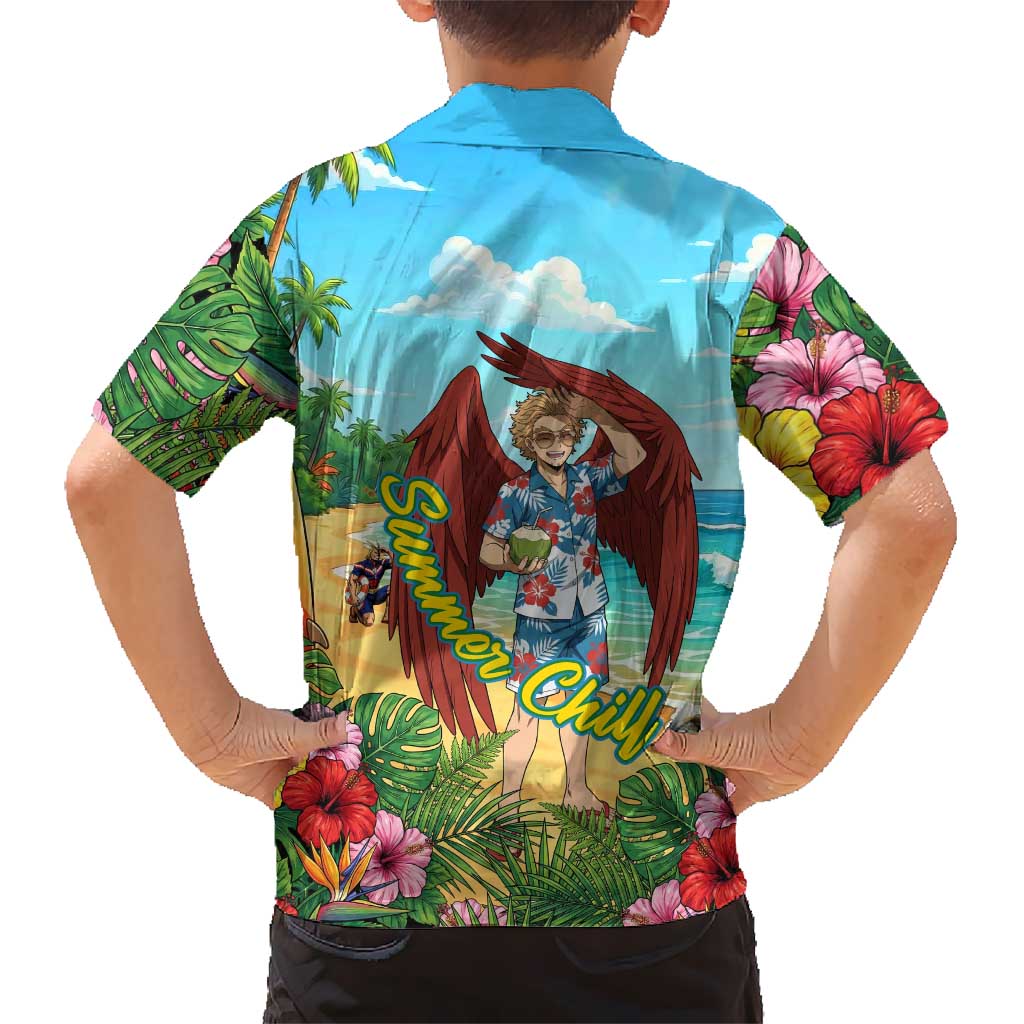 Hawks Summer Chill Family Matching Summer Maxi Dress and Hawaiian Shirt Tropical Anime Beach Vibes