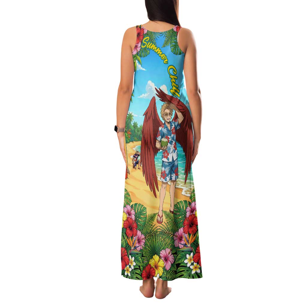Hawks Summer Chill Family Matching Tank Maxi Dress and Hawaiian Shirt Tropical Anime Beach Vibes
