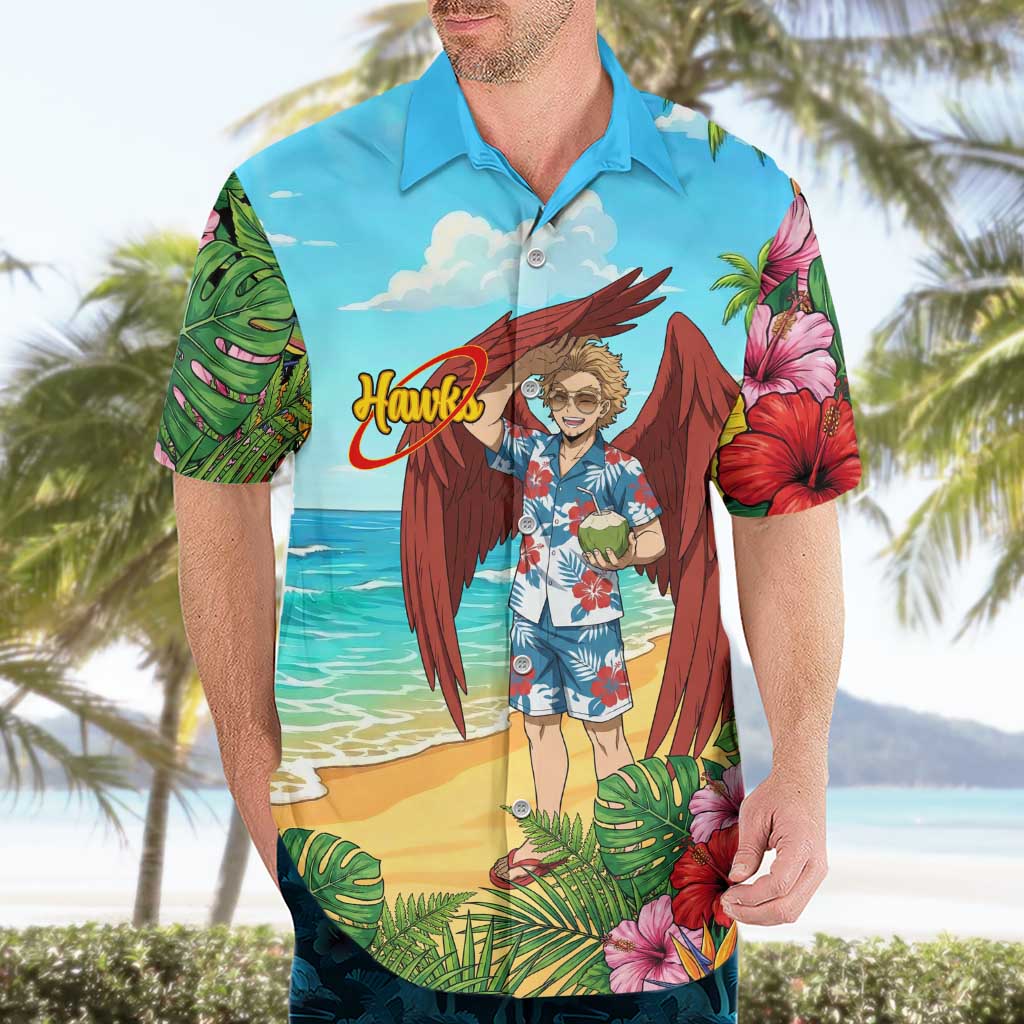 Hawks Summer Chill Hawaiian Shirt Tropical Anime Beach Vibes