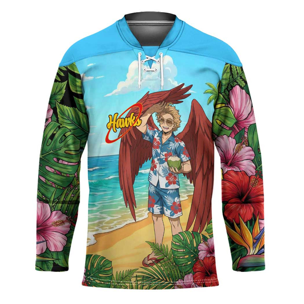 Hawks Summer Chill Hockey Jersey Tropical Anime Beach Vibes