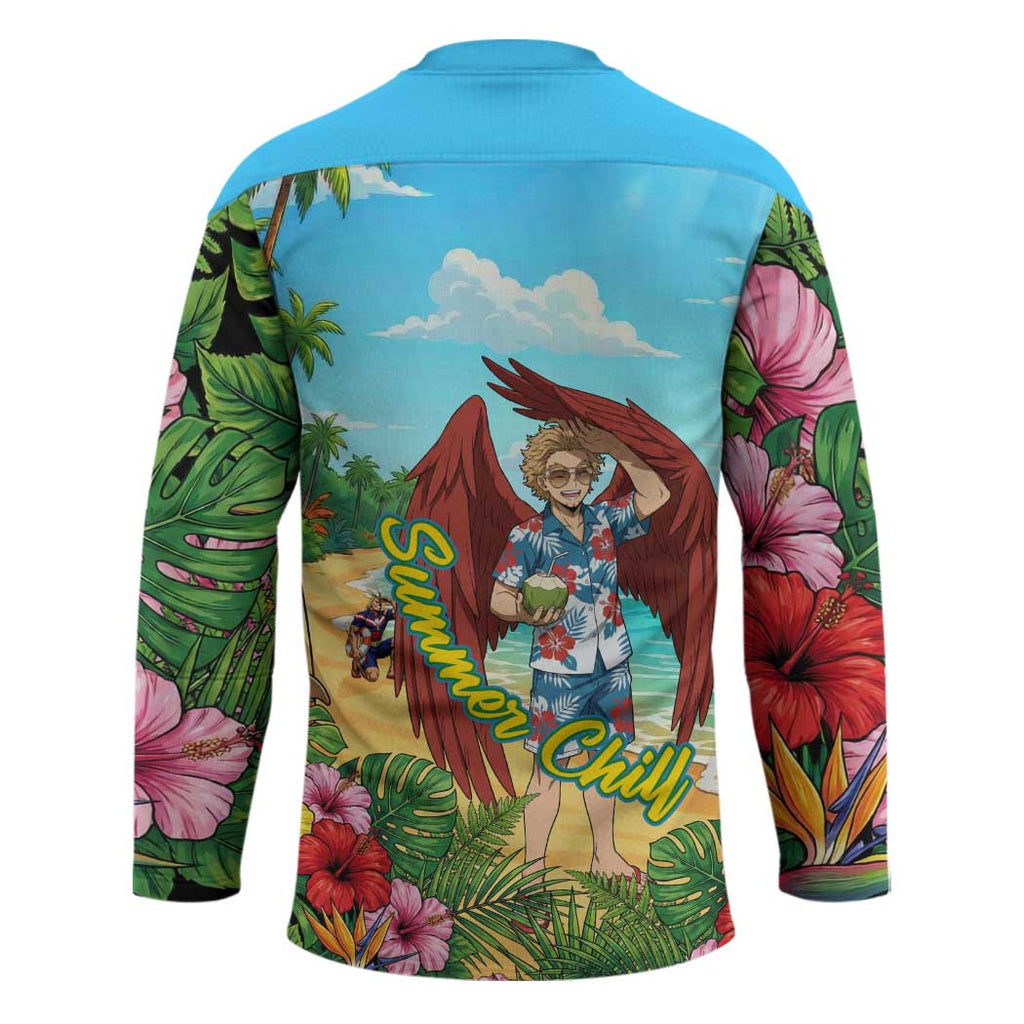 Hawks Summer Chill Hockey Jersey Tropical Anime Beach Vibes