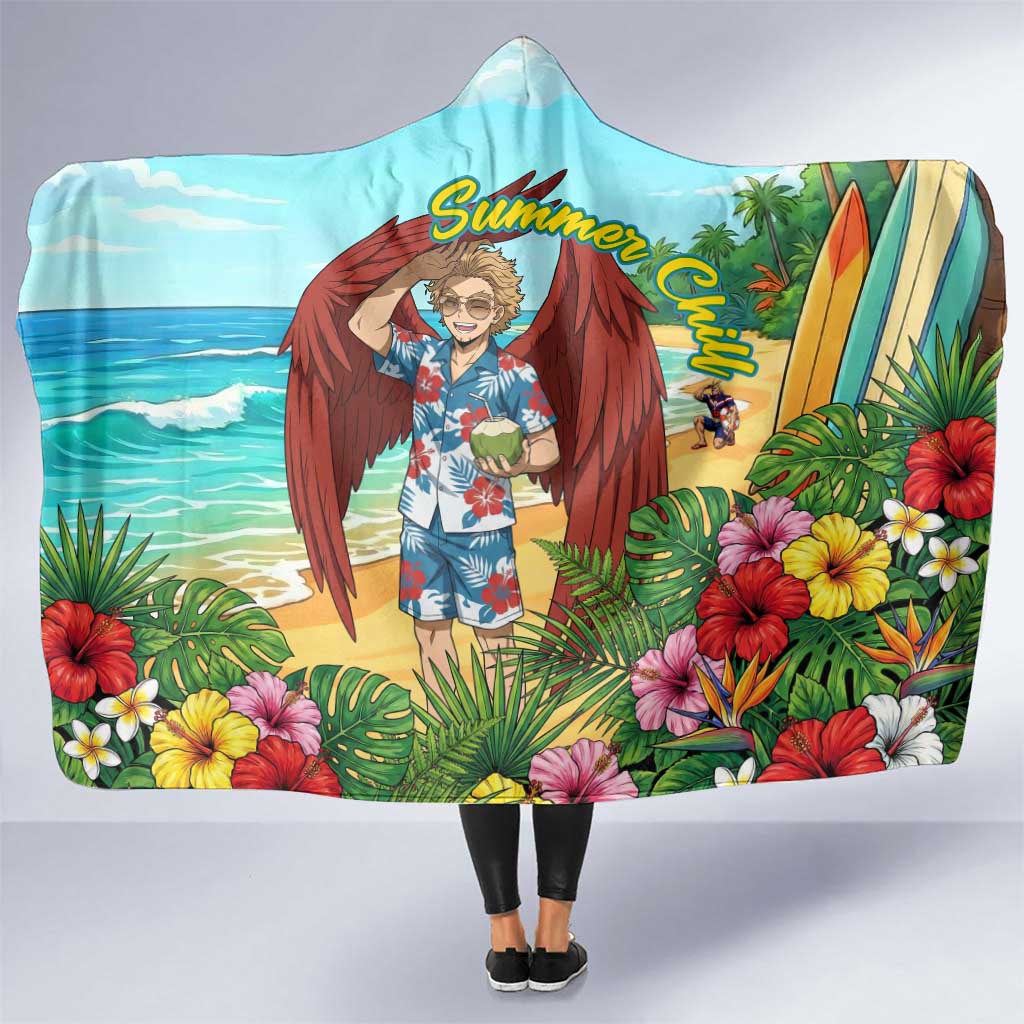 Hawks Summer Chill Hooded Blanket Tropical Anime Beach Vibes