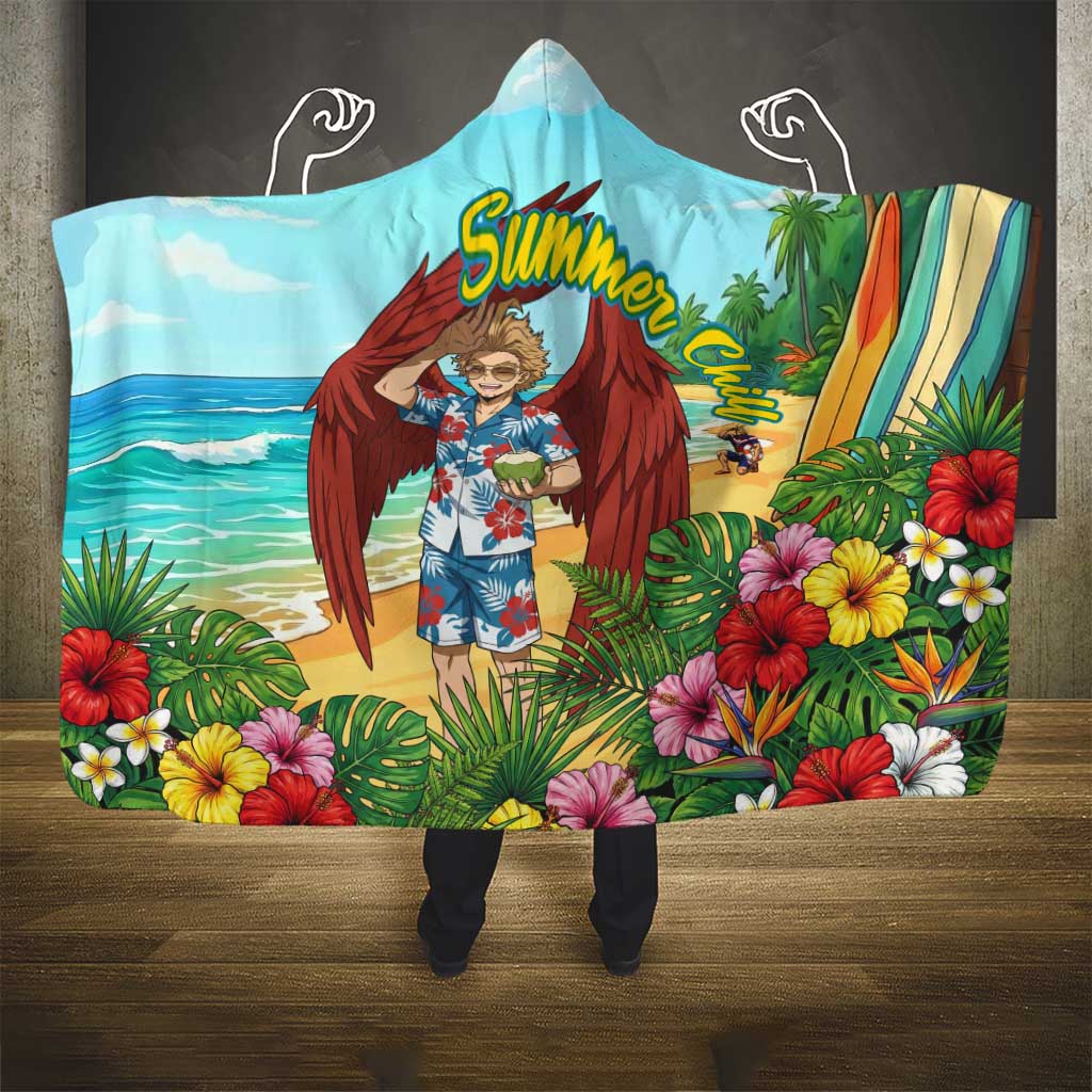 Hawks Summer Chill Hooded Blanket Tropical Anime Beach Vibes