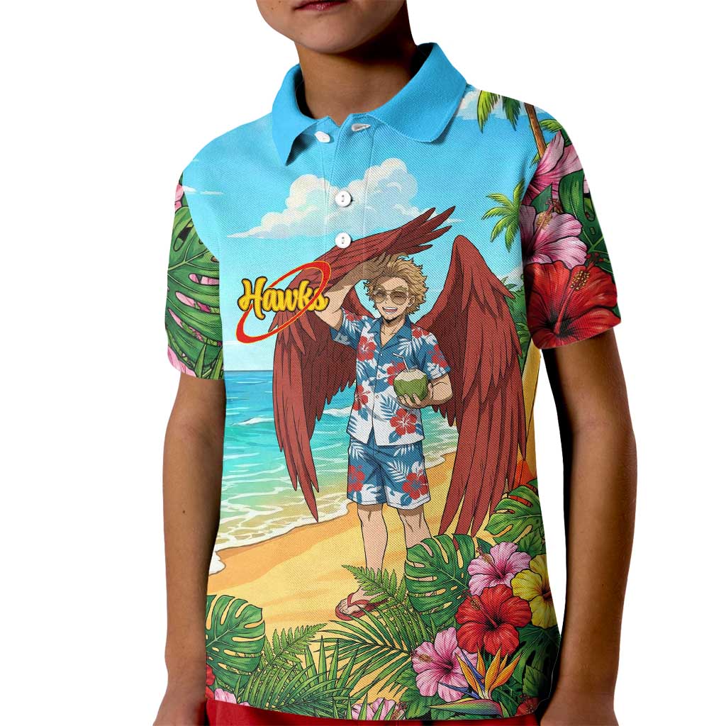 Hawks Summer Chill Kid Polo Shirt Tropical Anime Beach Vibes