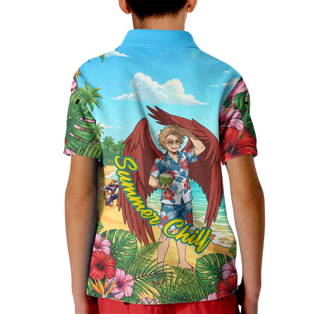 Hawks Summer Chill Kid Polo Shirt Tropical Anime Beach Vibes
