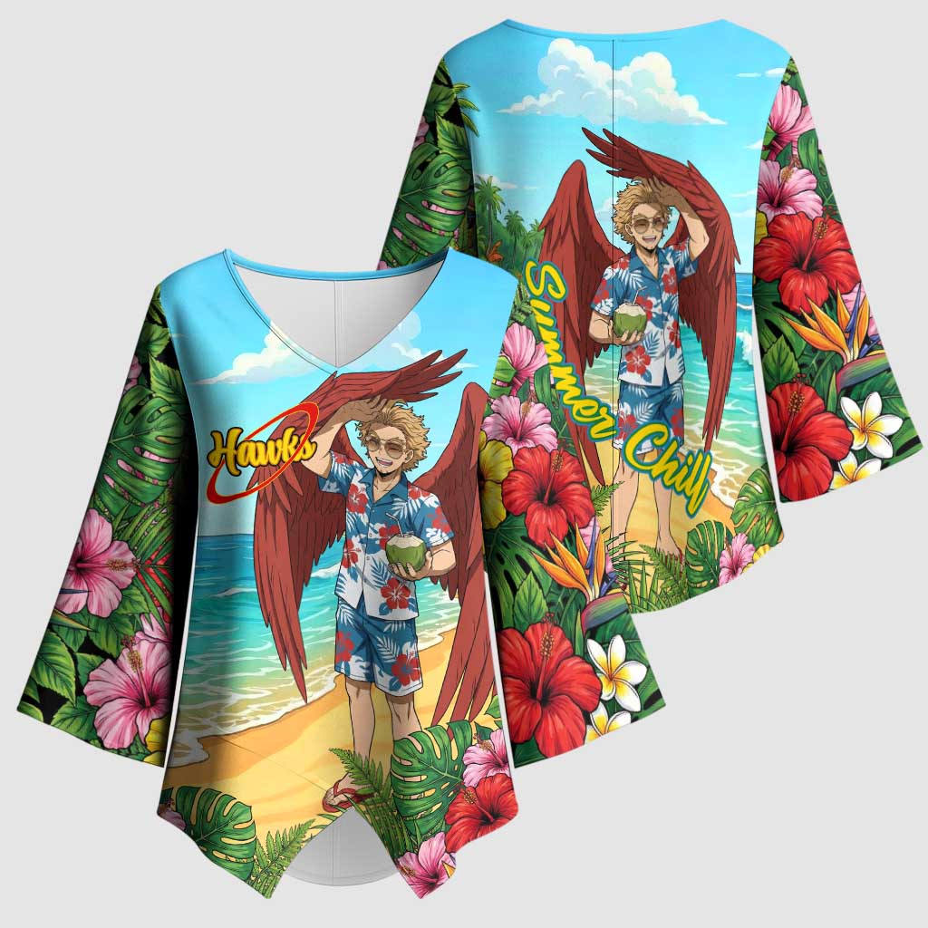 Hawks Summer Chill Kimono Sleeve Blouse Tropical Anime Beach Vibes