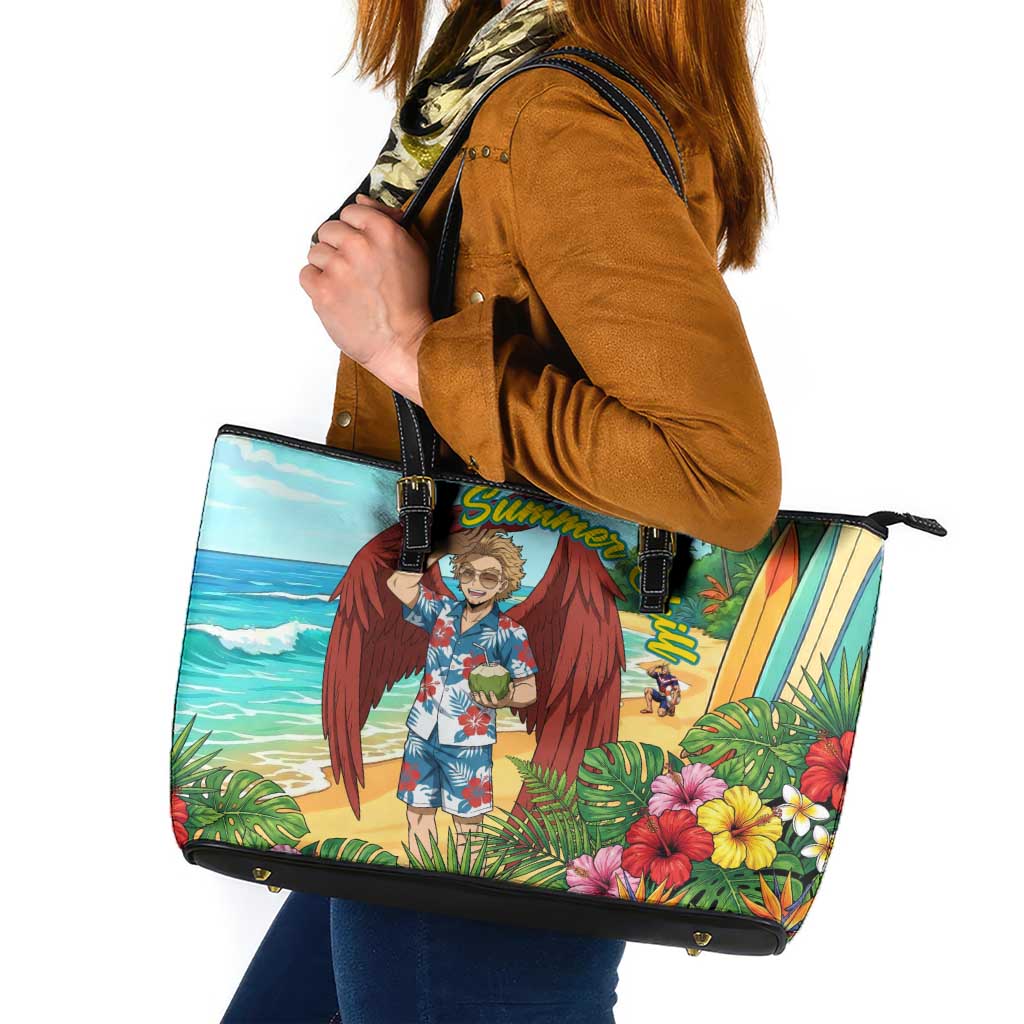 Hawks Summer Chill Leather Tote Bag Tropical Anime Beach Vibes