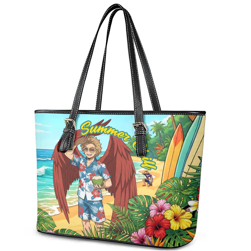 Hawks Summer Chill Leather Tote Bag Tropical Anime Beach Vibes