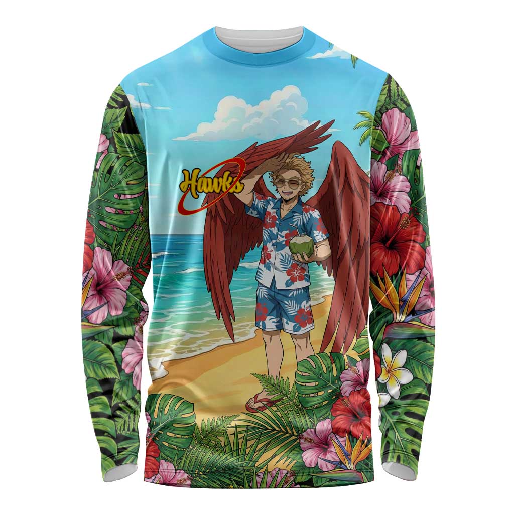 Hawks Summer Chill Long Sleeve Shirt Tropical Anime Beach Vibes