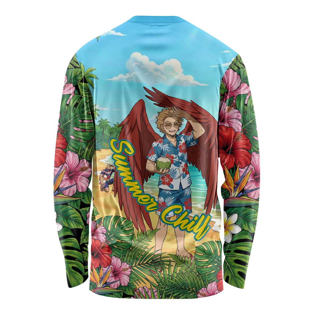 Hawks Summer Chill Long Sleeve Shirt Tropical Anime Beach Vibes