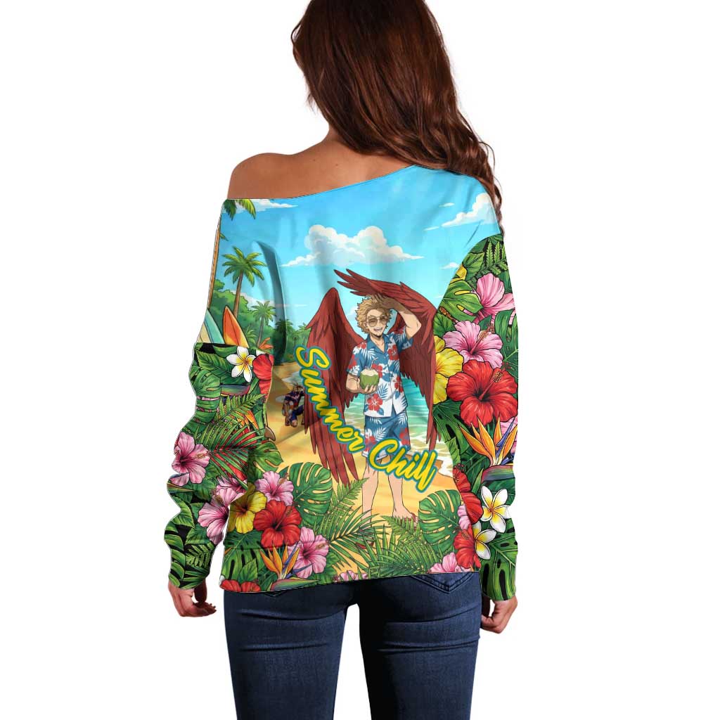 Hawks Summer Chill Off Shoulder Sweater Tropical Anime Beach Vibes