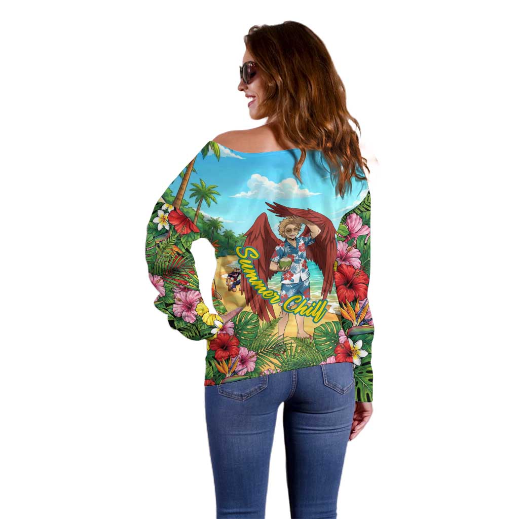 Hawks Summer Chill Off Shoulder Sweater Tropical Anime Beach Vibes
