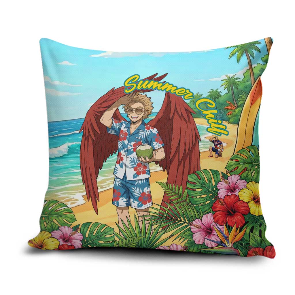 Hawks Summer Chill Pillow Cover Tropical Anime Beach Vibes