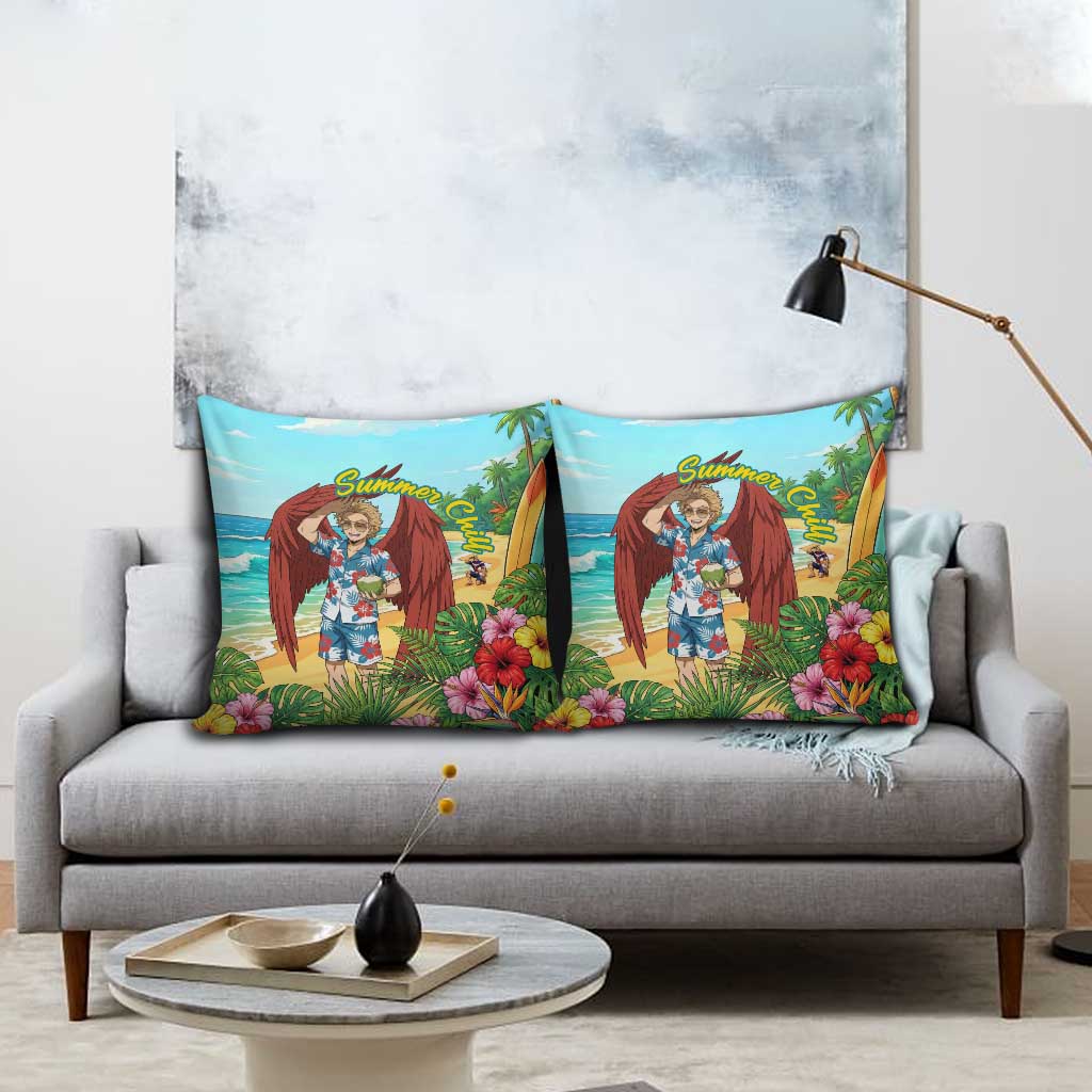 Hawks Summer Chill Pillow Cover Tropical Anime Beach Vibes