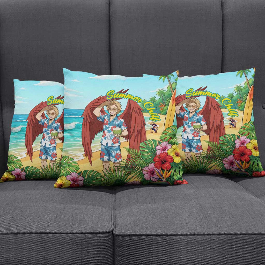 Hawks Summer Chill Pillow Cover Tropical Anime Beach Vibes