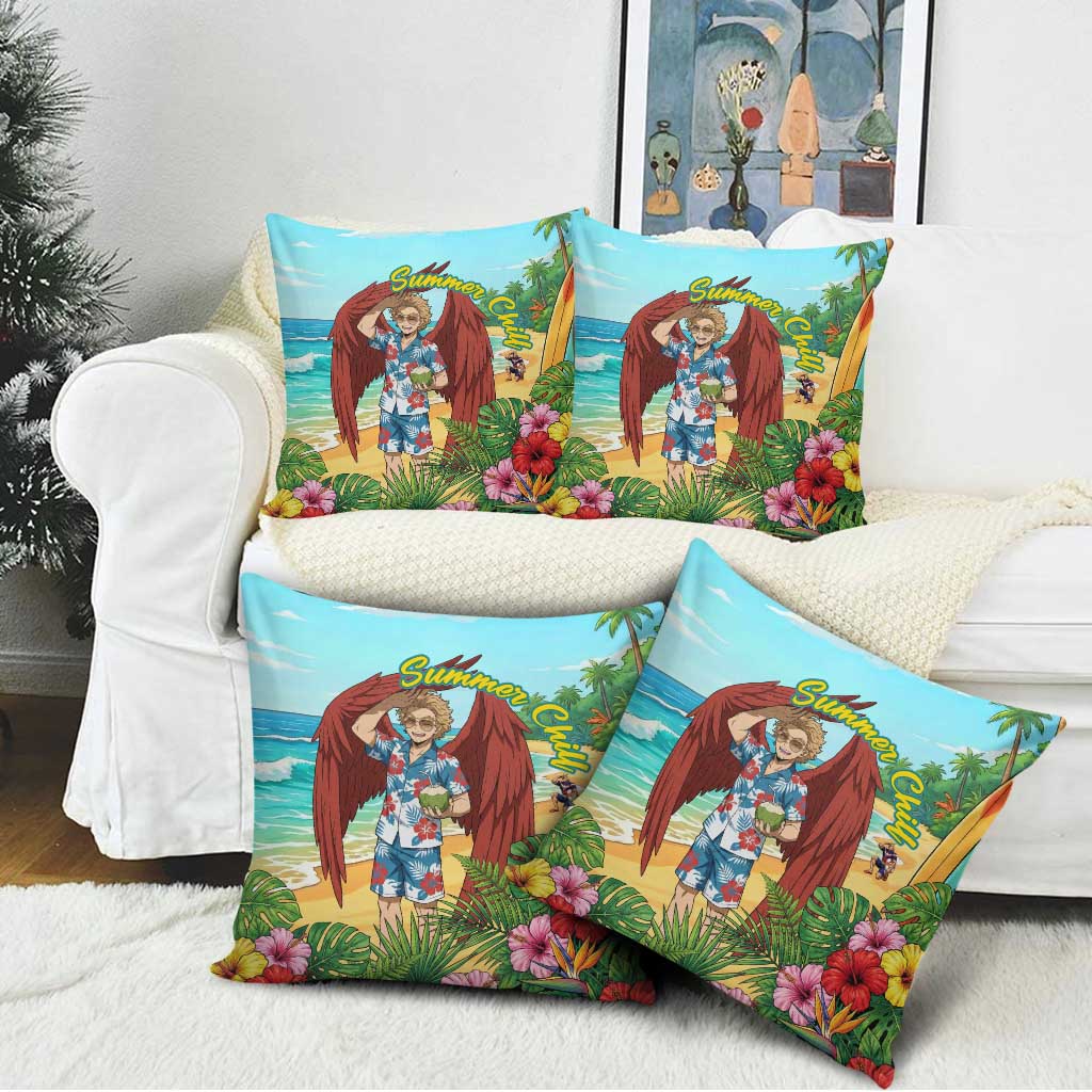 Hawks Summer Chill Pillow Cover Tropical Anime Beach Vibes