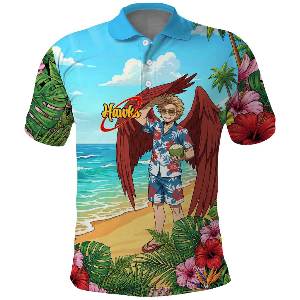 Hawks Summer Chill Polo Shirt Tropical Anime Beach Vibes