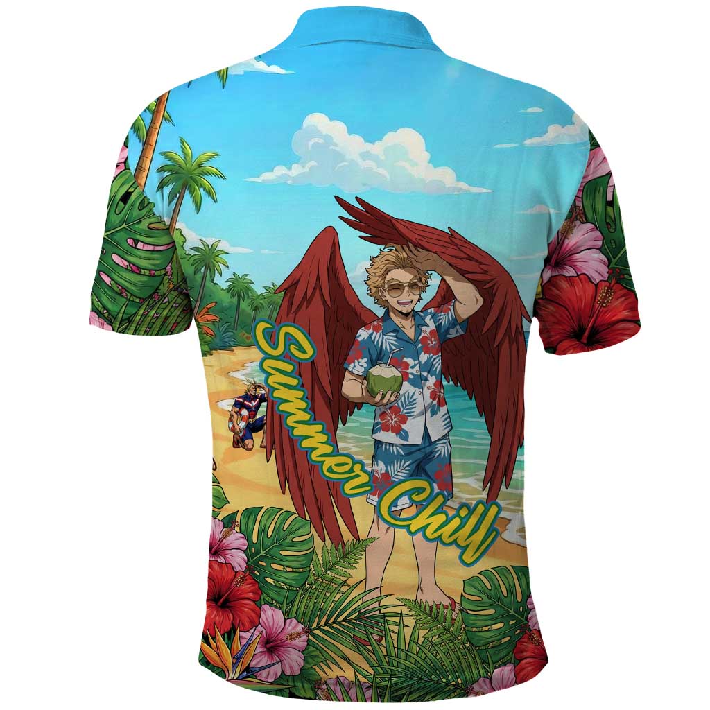 Hawks Summer Chill Polo Shirt Tropical Anime Beach Vibes