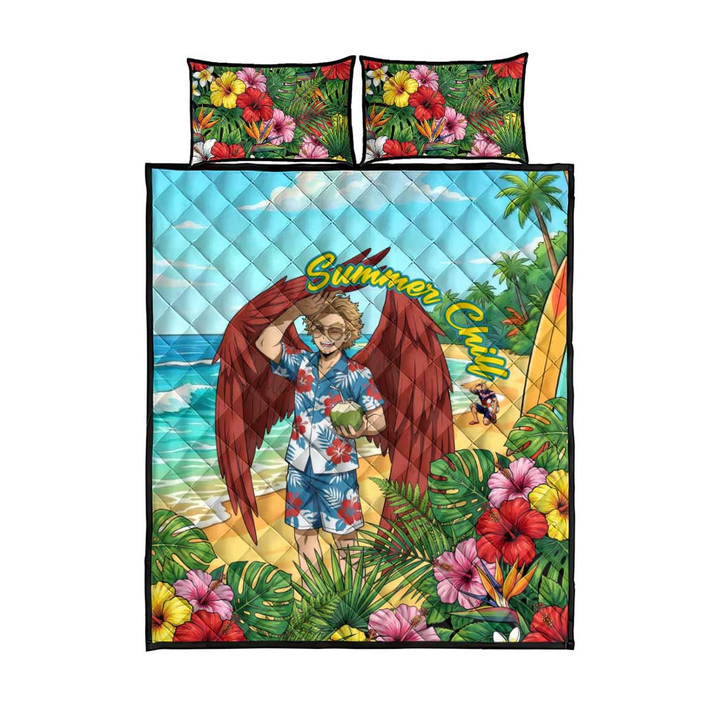 Hawks Summer Chill Quilt Bed Set Tropical Anime Beach Vibes