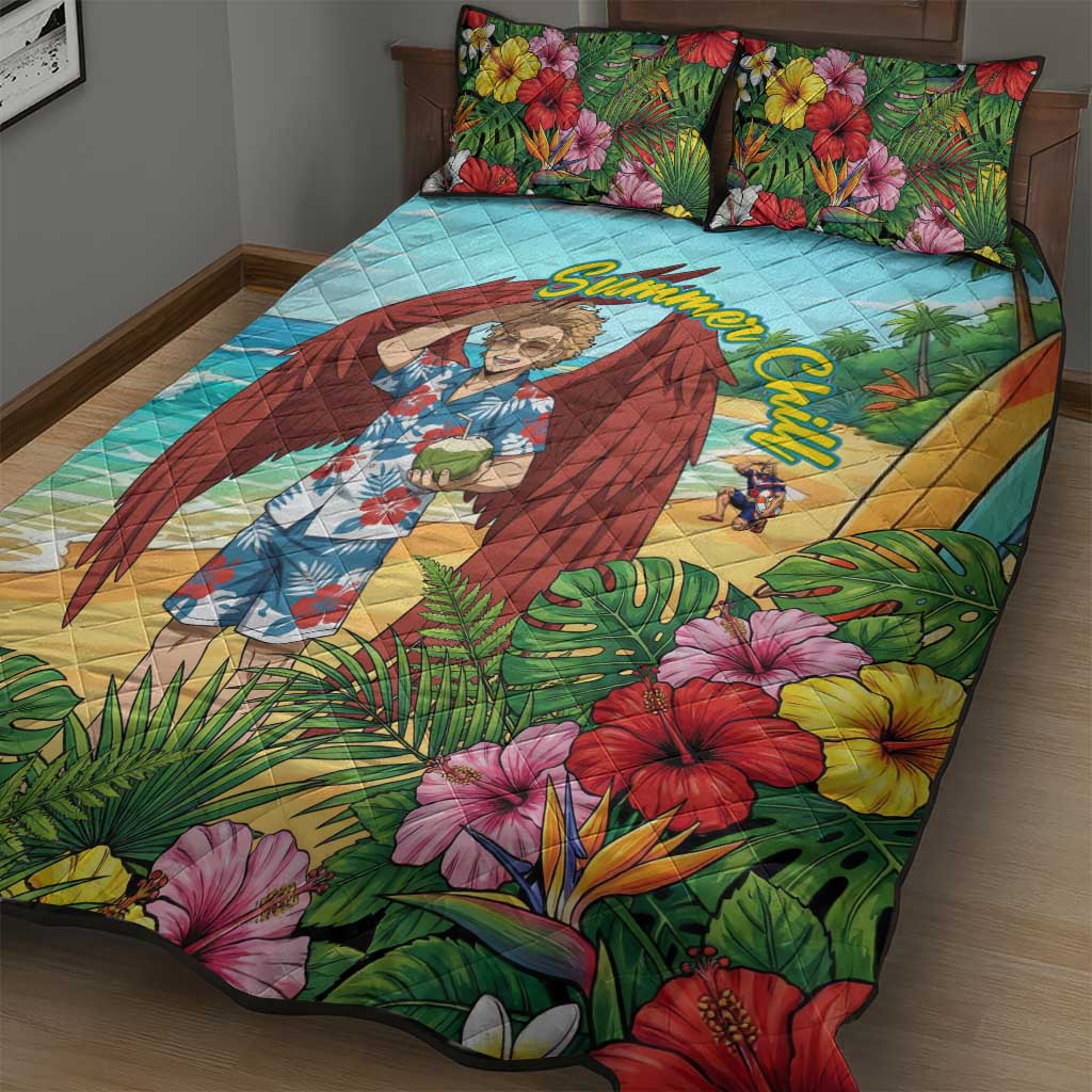 Hawks Summer Chill Quilt Bed Set Tropical Anime Beach Vibes