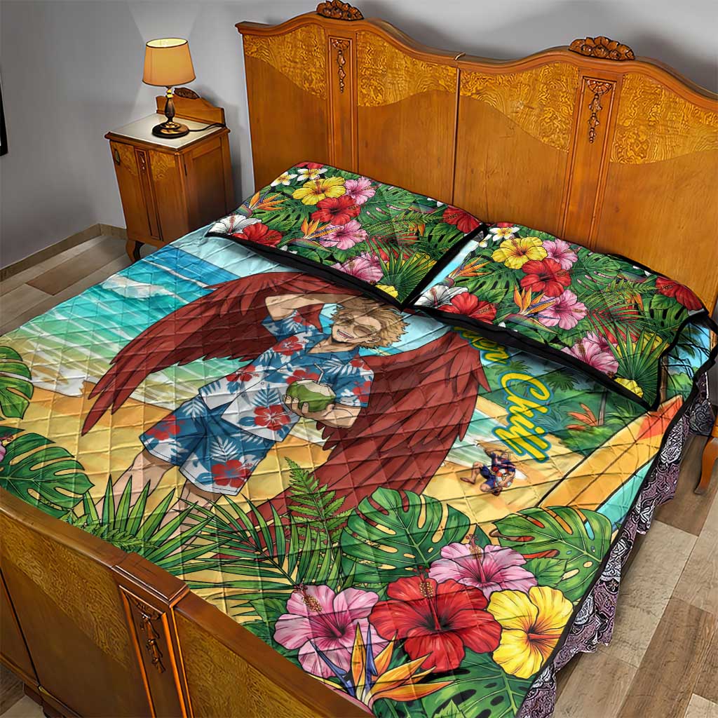 Hawks Summer Chill Quilt Bed Set Tropical Anime Beach Vibes