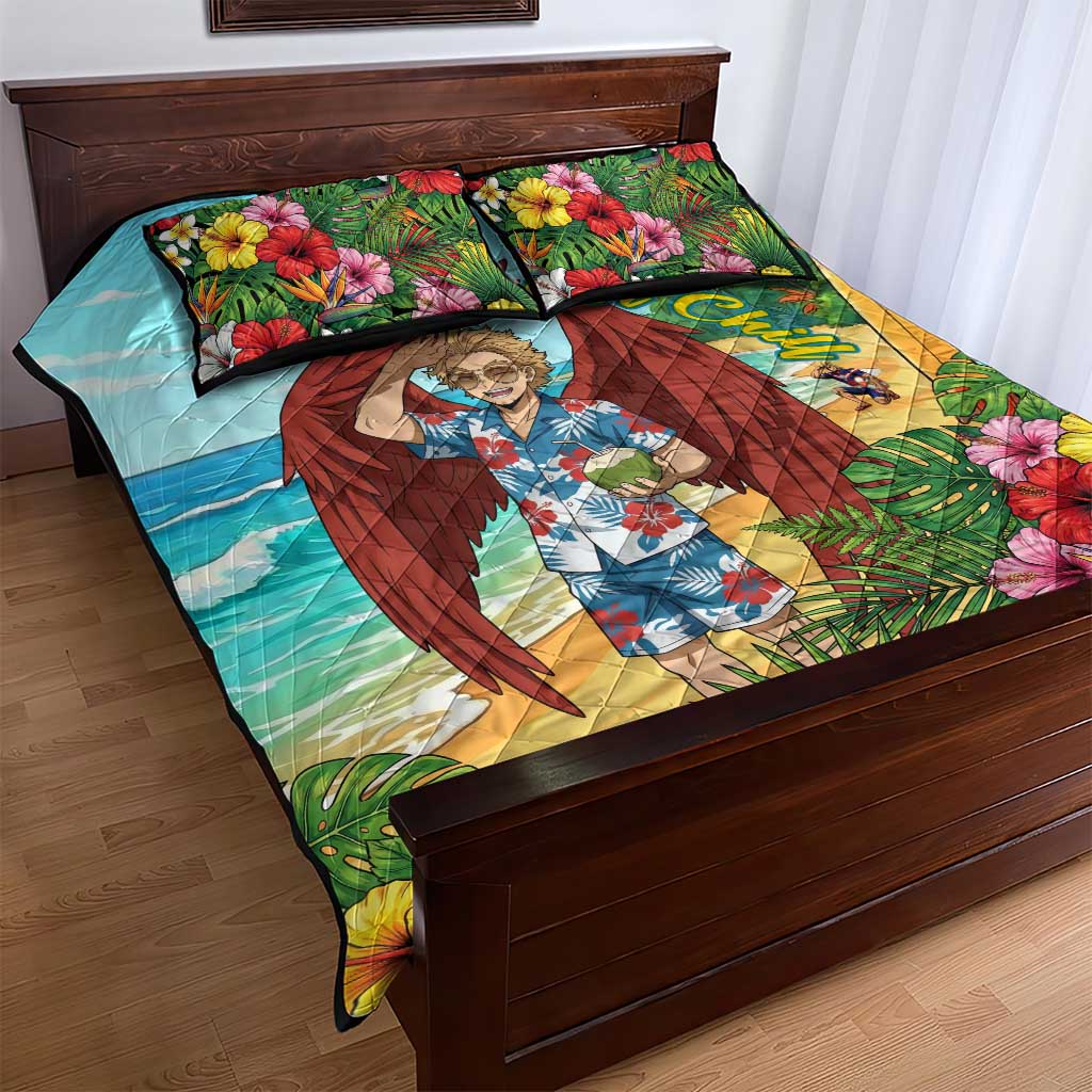 Hawks Summer Chill Quilt Bed Set Tropical Anime Beach Vibes