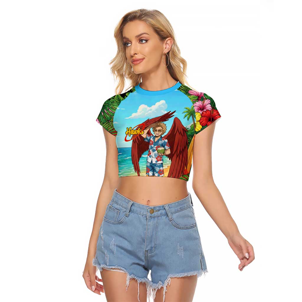 Hawks Summer Chill Raglan Cropped T Shirt Tropical Anime Beach Vibes