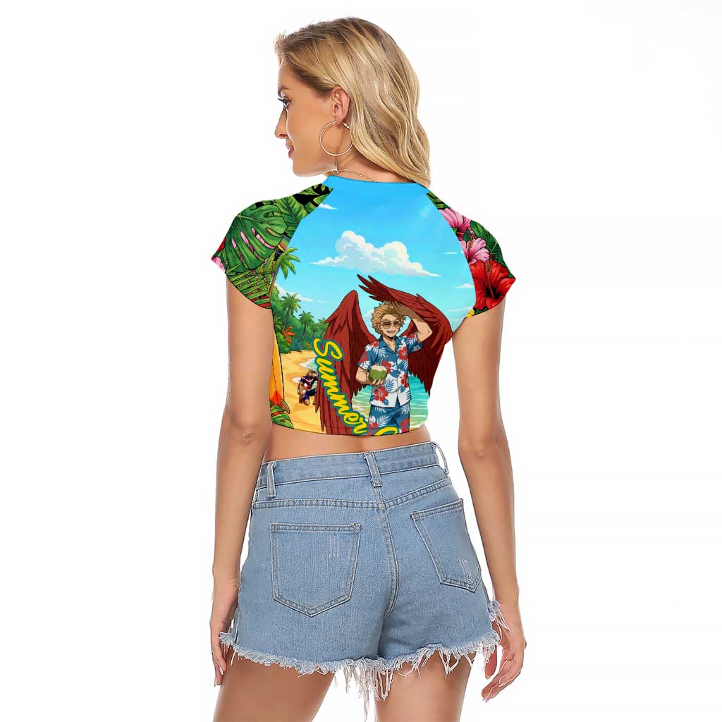 Hawks Summer Chill Raglan Cropped T Shirt Tropical Anime Beach Vibes
