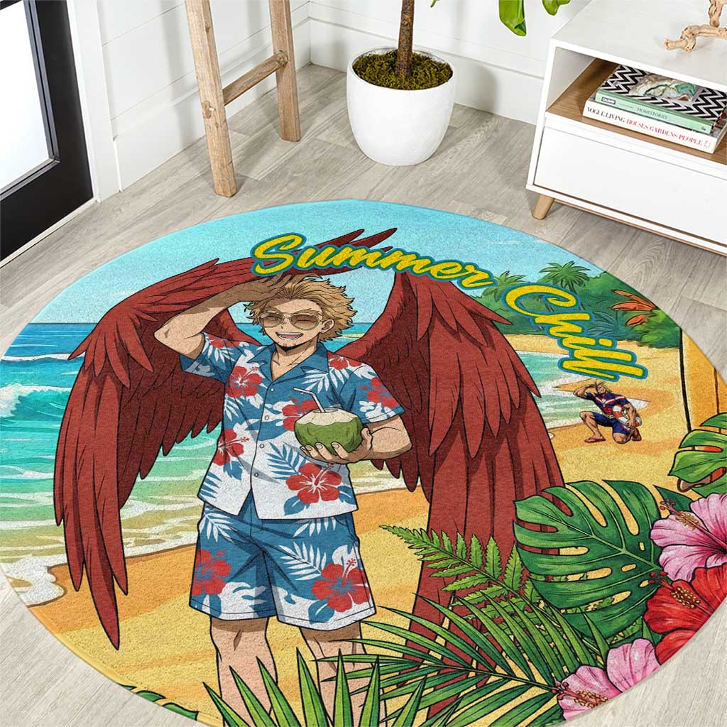 Hawks Summer Chill Round Carpet Tropical Anime Beach Vibes