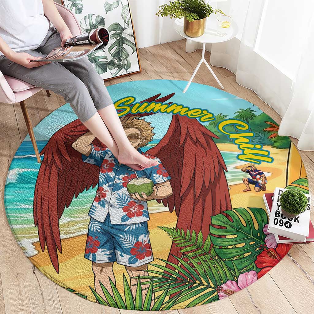 Hawks Summer Chill Round Carpet Tropical Anime Beach Vibes