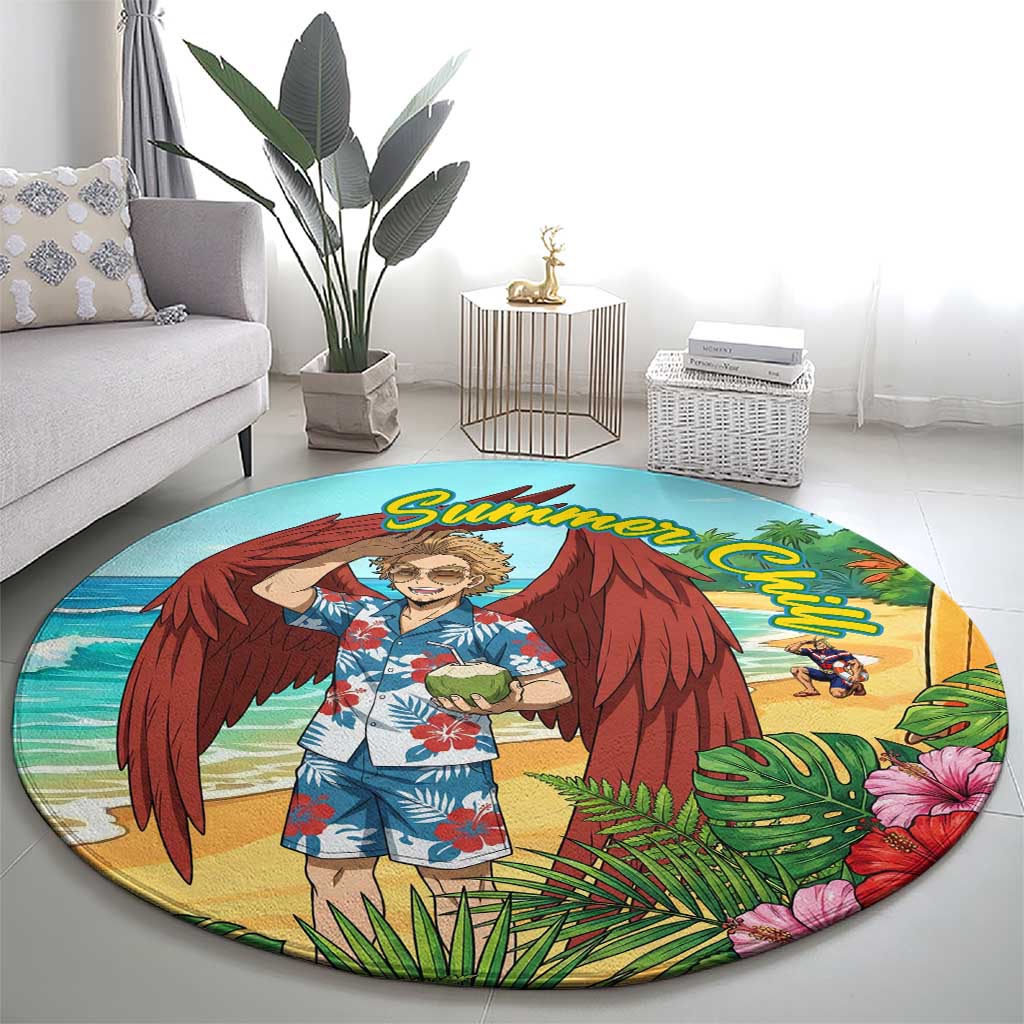 Hawks Summer Chill Round Carpet Tropical Anime Beach Vibes