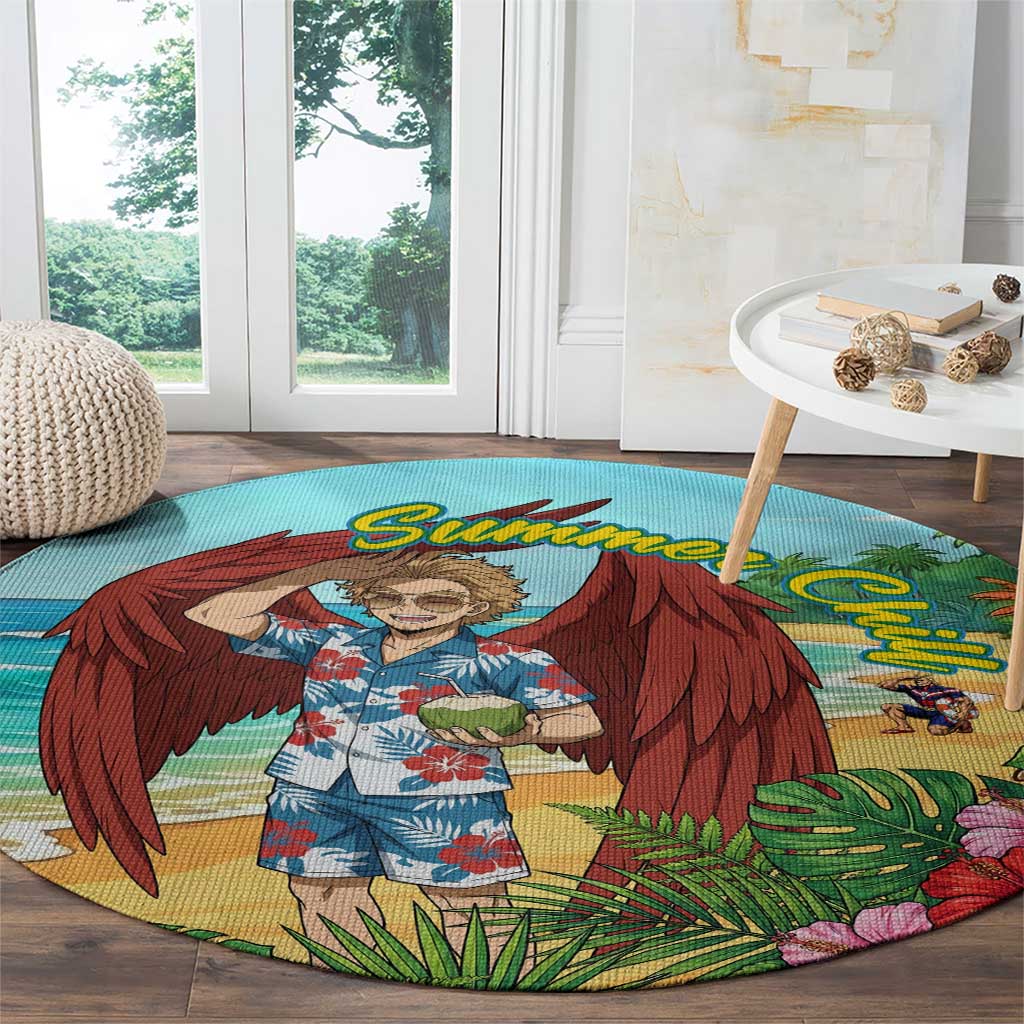 Hawks Summer Chill Round Carpet Tropical Anime Beach Vibes