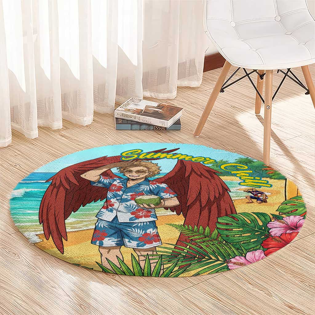 Hawks Summer Chill Round Carpet Tropical Anime Beach Vibes