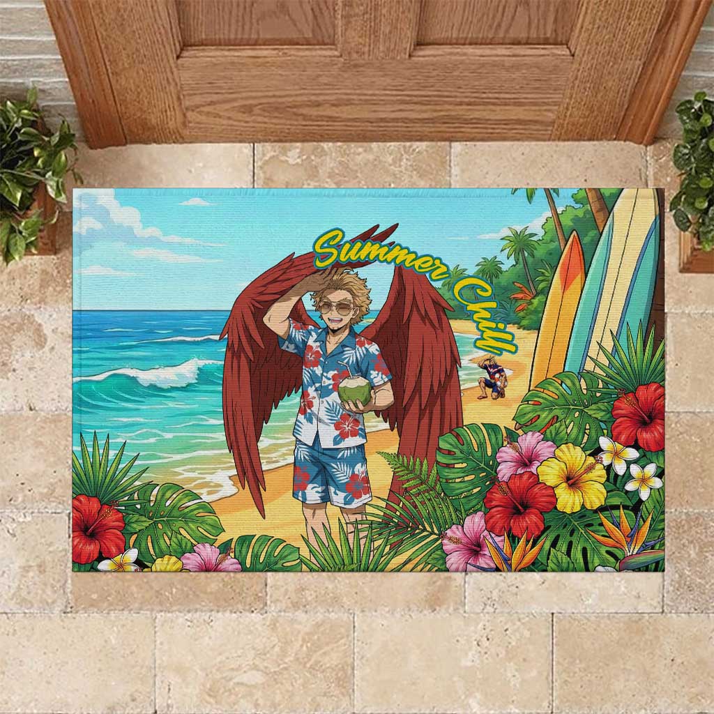 Hawks Summer Chill Rubber Doormat Tropical Anime Beach Vibes