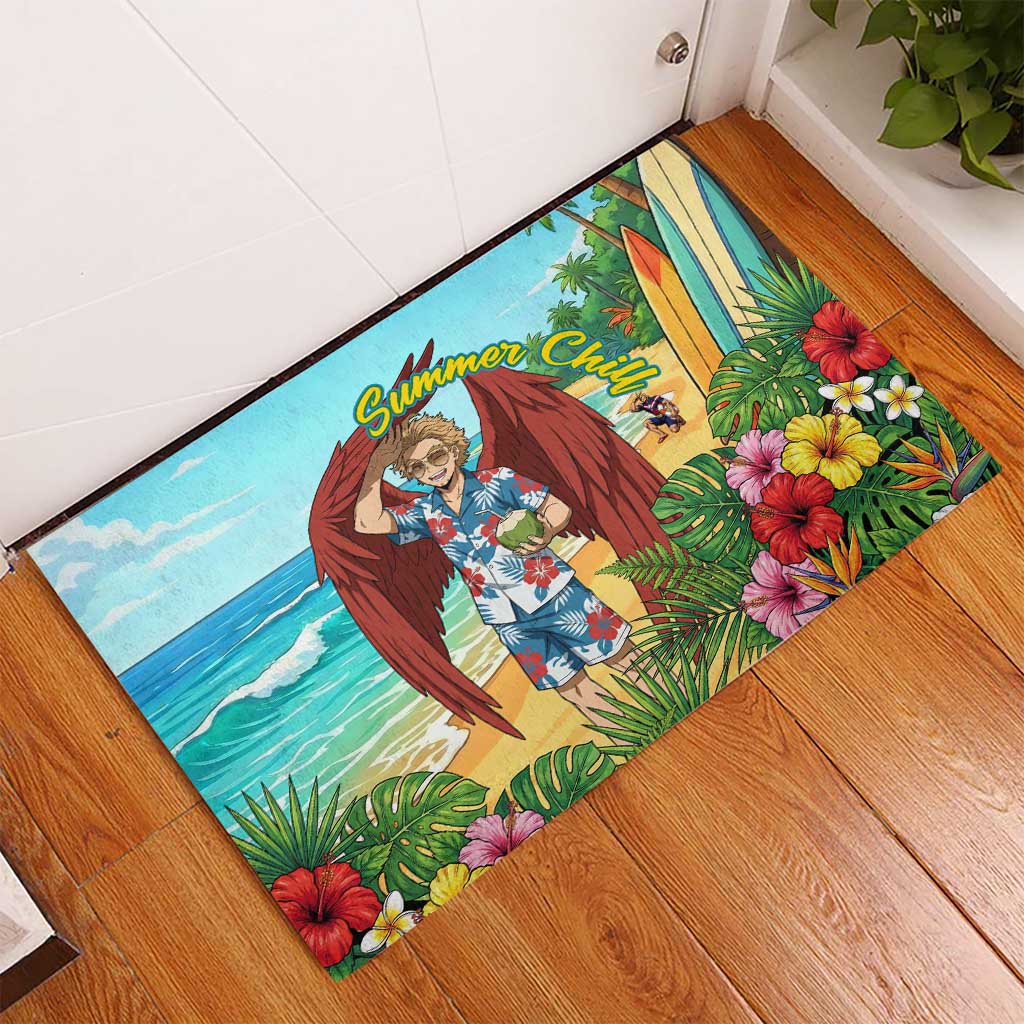 Hawks Summer Chill Rubber Doormat Tropical Anime Beach Vibes