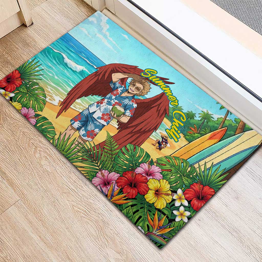 Hawks Summer Chill Rubber Doormat Tropical Anime Beach Vibes
