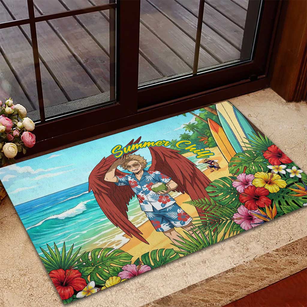 Hawks Summer Chill Rubber Doormat Tropical Anime Beach Vibes