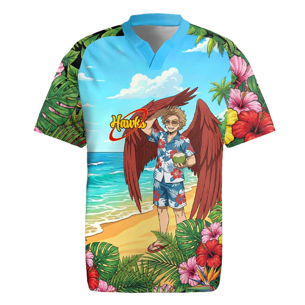 Hawks Summer Chill Rugby Jersey Tropical Anime Beach Vibes