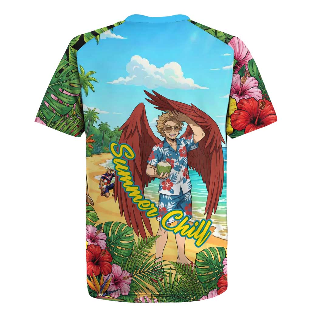 Hawks Summer Chill Rugby Jersey Tropical Anime Beach Vibes