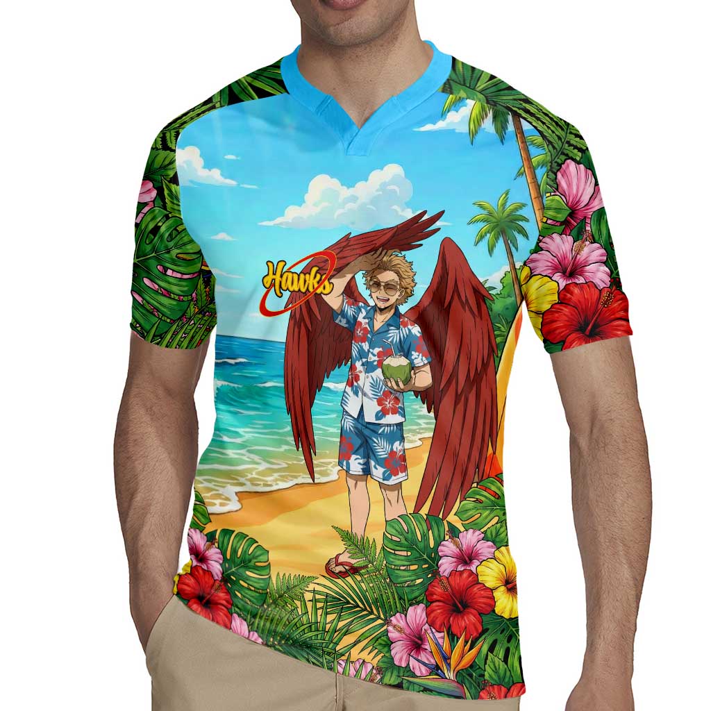 Hawks Summer Chill Rugby Jersey Tropical Anime Beach Vibes