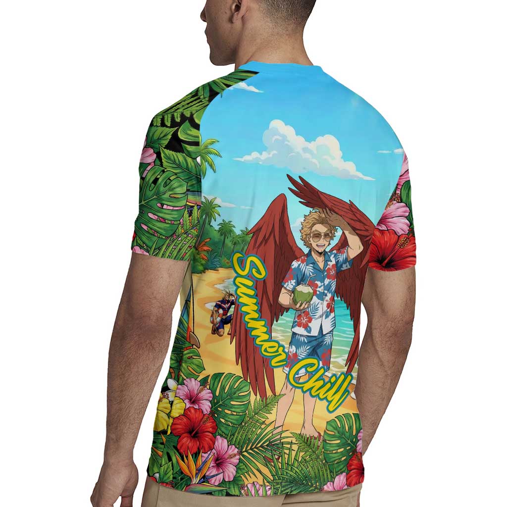Hawks Summer Chill Rugby Jersey Tropical Anime Beach Vibes
