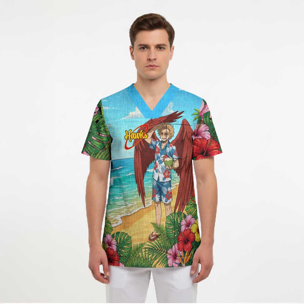Hawks Summer Chill Scrub Top Tropical Anime Beach Vibes