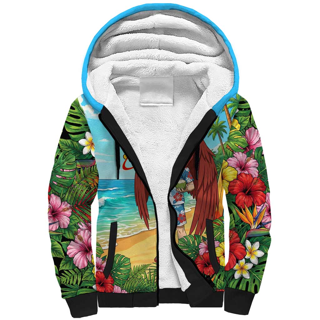 Hawks Summer Chill Sherpa Hoodie Tropical Anime Beach Vibes