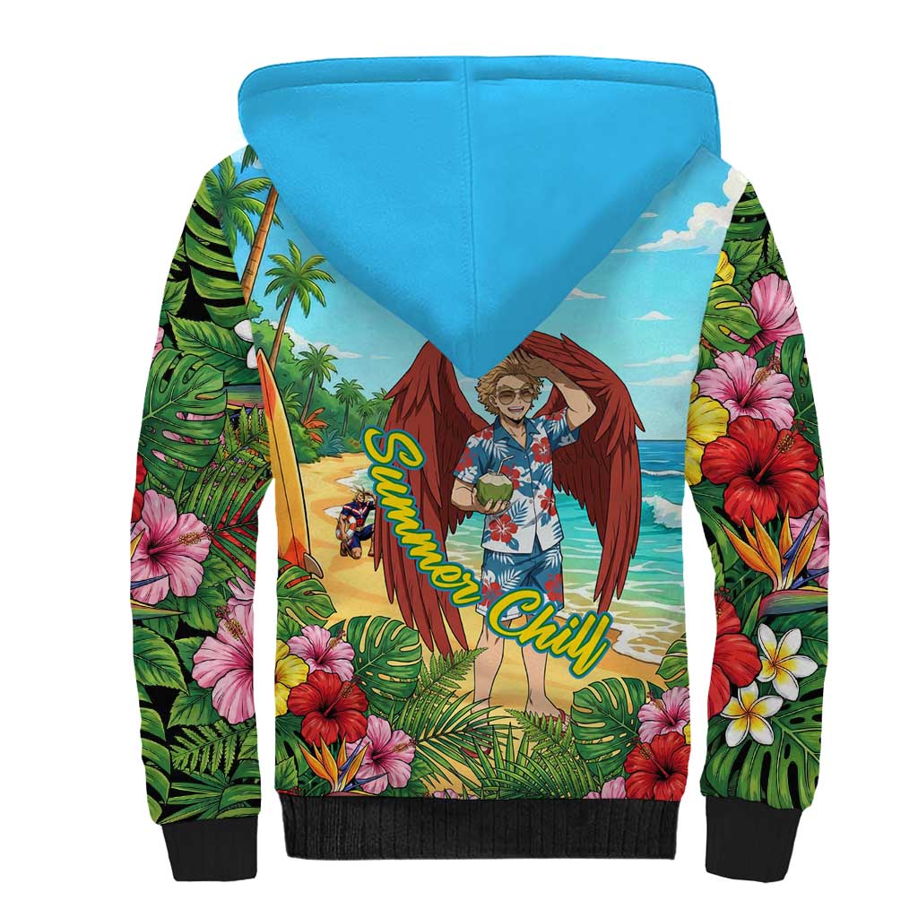 Hawks Summer Chill Sherpa Hoodie Tropical Anime Beach Vibes