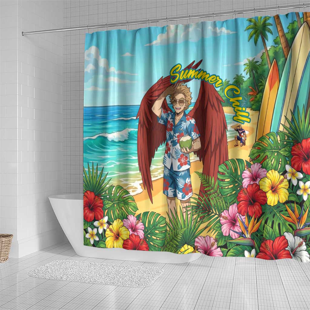 Hawks Summer Chill Shower Curtain Tropical Anime Beach Vibes