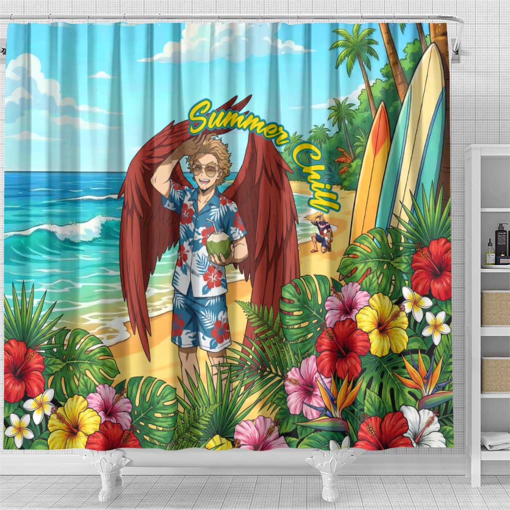Hawks Summer Chill Shower Curtain Tropical Anime Beach Vibes