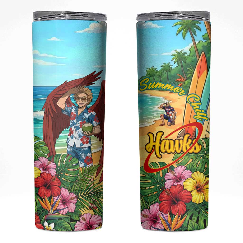 Hawks Summer Chill Skinny Tumbler Tropical Anime Beach Vibes
