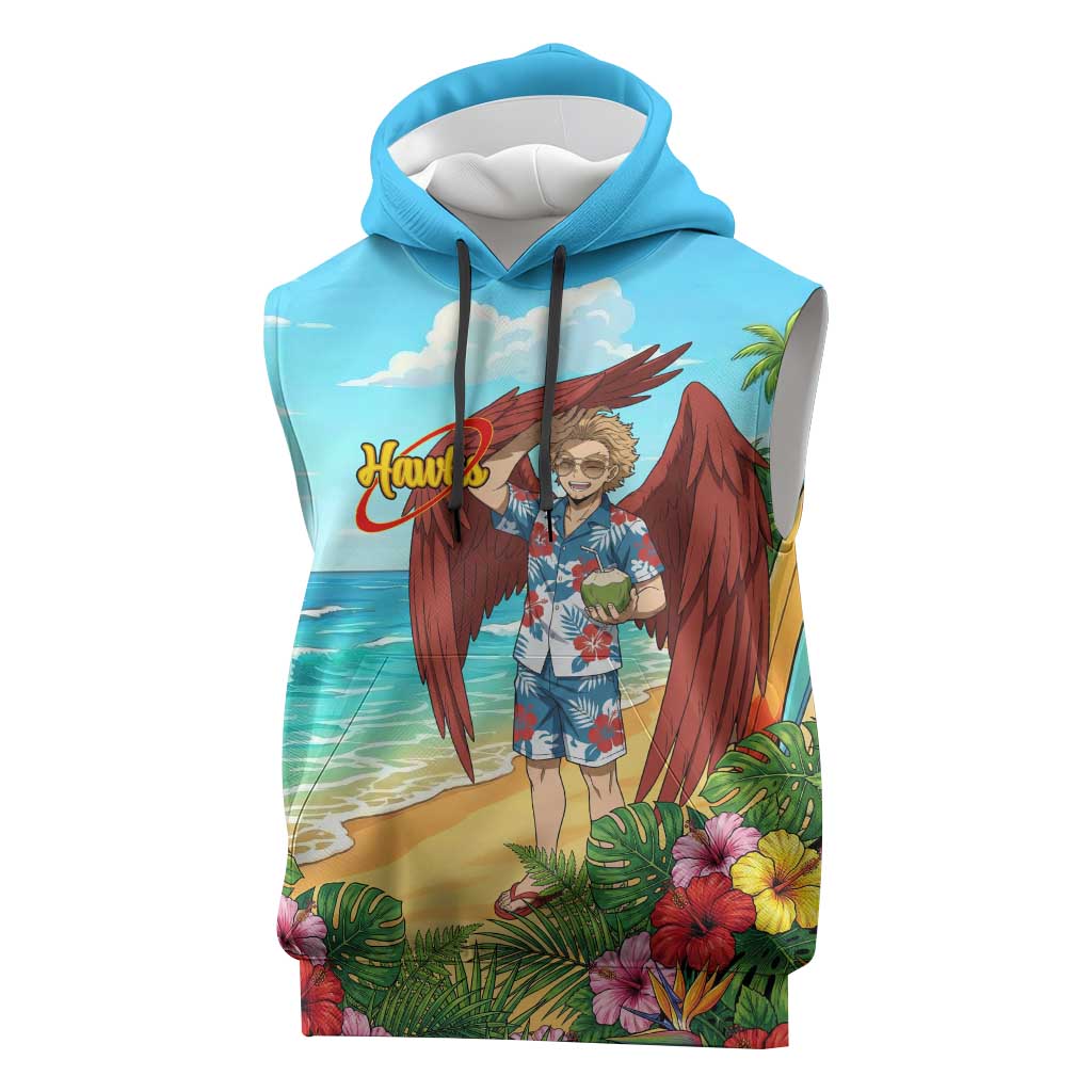 Hawks Summer Chill Sleeveless Hoodie Tropical Anime Beach Vibes