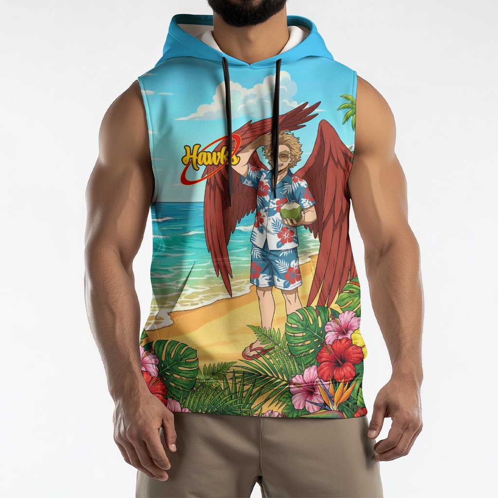 Hawks Summer Chill Sleeveless Hoodie Tropical Anime Beach Vibes