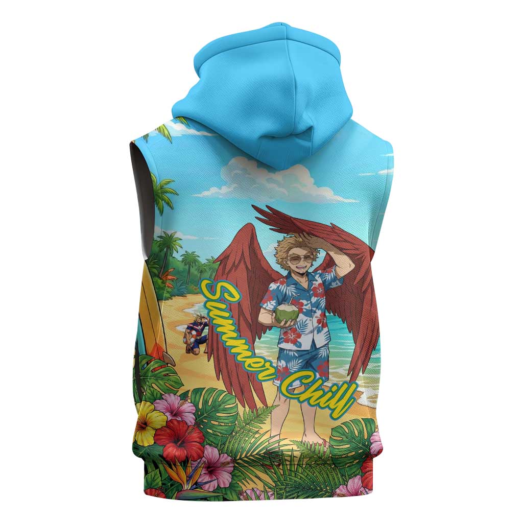 Hawks Summer Chill Sleeveless Zip Hoodie Tropical Anime Beach Vibes